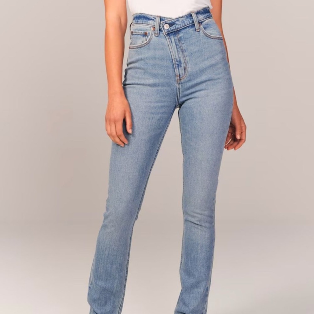 Ultra High Rise Slim Straight Jean with Criss-Cross Waistband